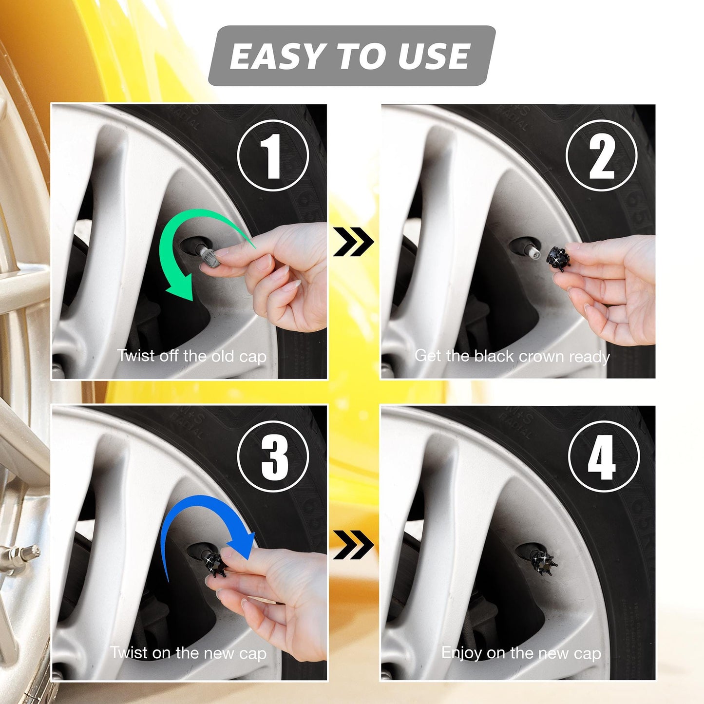 How to install crown tire valve caps in four simple steps
