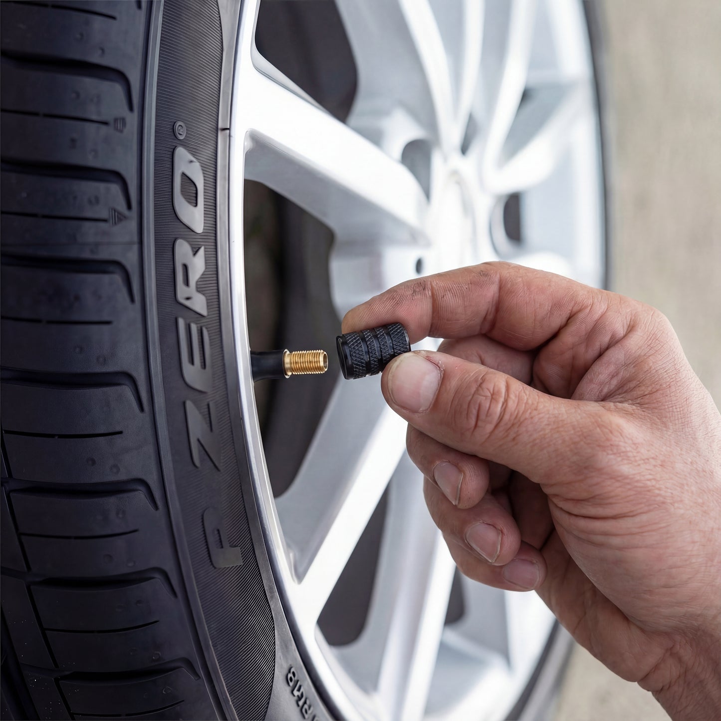 Black Aluminum Valve Stem Caps (4-Pack)