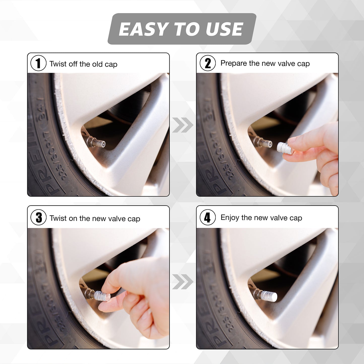 Chrome Valve Stem Caps (4-Pack)