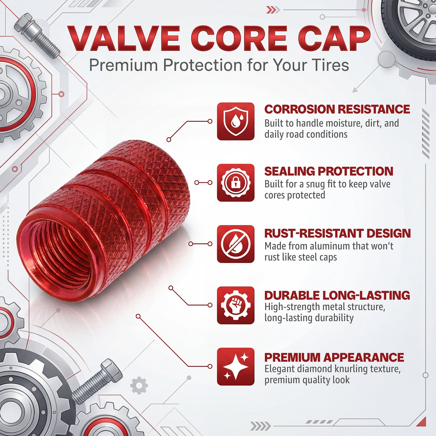 Red Valve Stem Caps (4-Pack)