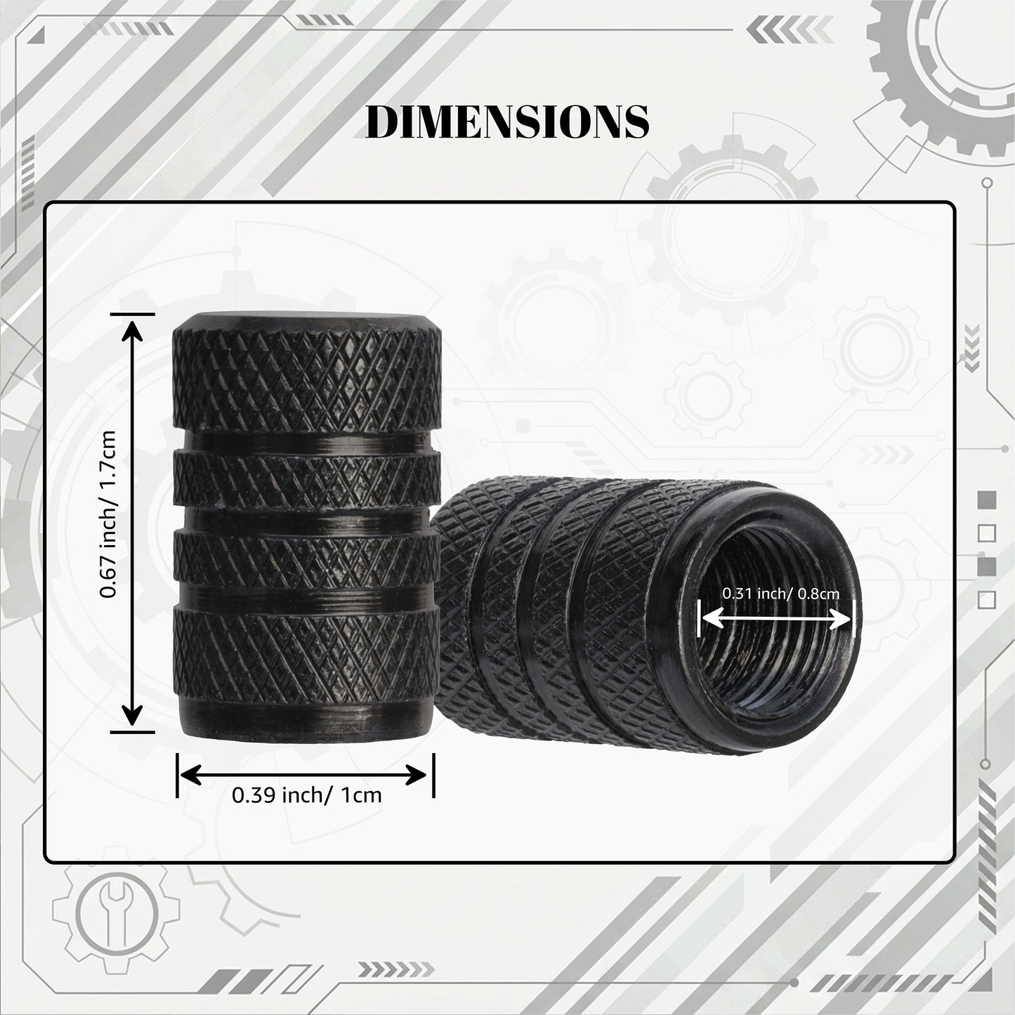 Black Aluminum Valve Stem Caps (4-Pack)