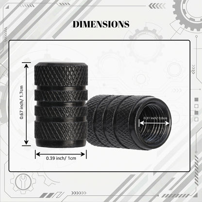 Black Aluminum Valve Stem Caps (4-Pack)