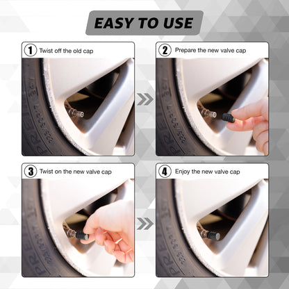 Black Aluminum Valve Stem Caps (4-Pack)