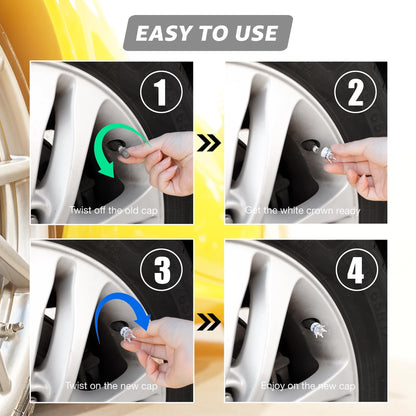 How to install white crown tire valve caps in four simple steps

